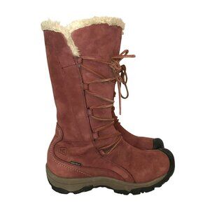 keen Dry Insulated Waterproof Red Leather Fur Lined Womens Winter Boot 8.5/39